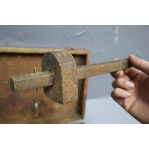 773 - Wooden Tool Case containing a Selection of tools including Tin Snips, Chisels, and More