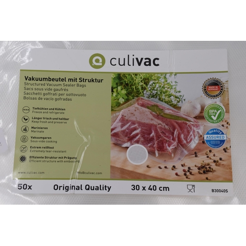 794 - Three Packs of 50 (One Pack Opened So Possibly Less) 30cmx40cm Culivac Vacuum Sealer Bags