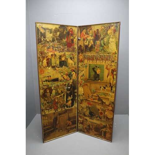 698 - Victorian Twin Double Sided Scrap / Decoupage Screen (67