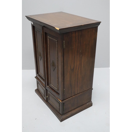 700 - Vintage Oak Geometric Four Door Cabinet (a/f) 23