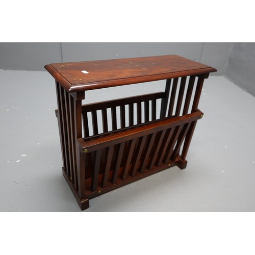 702 - A Dark Wood Inlaid Italian Style Magazine Rack, Approx 17.5