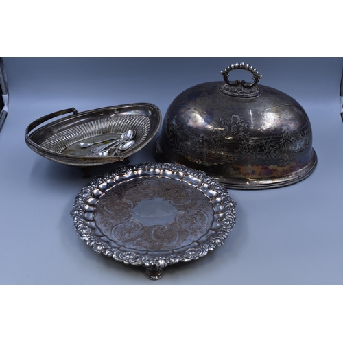 802 - Selection of Silver Plated Ware to Include Etched Meat Dome by William Hutton & Son (1850 - 1899... 