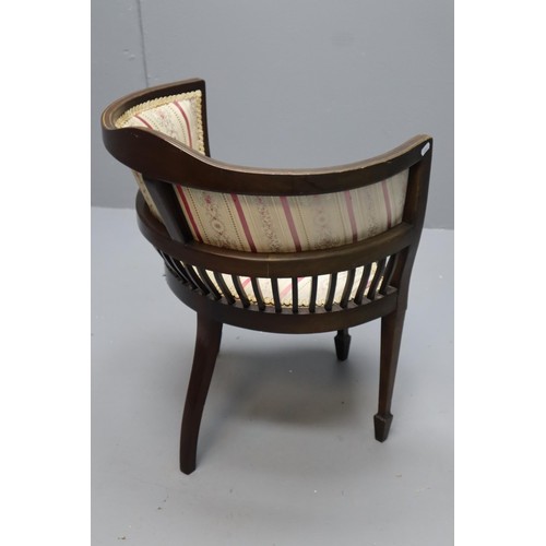 695 - Edwardian Style String Inlaid Corner Low Chair with Square Tapered Legs