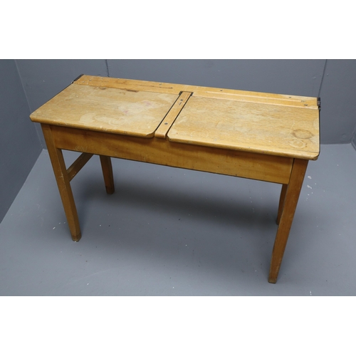 704 - A Vintage Double Lid School Desk, Approx 16.5