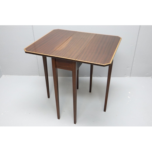 715 - Antique dark wood inlaid drop leaf table (27