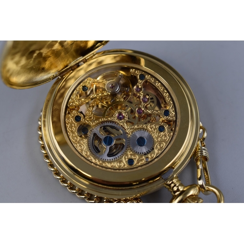 272 - Jean Pierre of Switzerland 3 Time Zone Full Hunter Pocket Watch with Skeleton Movement complete with... 