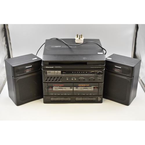 620 - Dansai Stereo System with Belt Driven Turntable, Dual Cassette Deck, and two Speakers (Working)