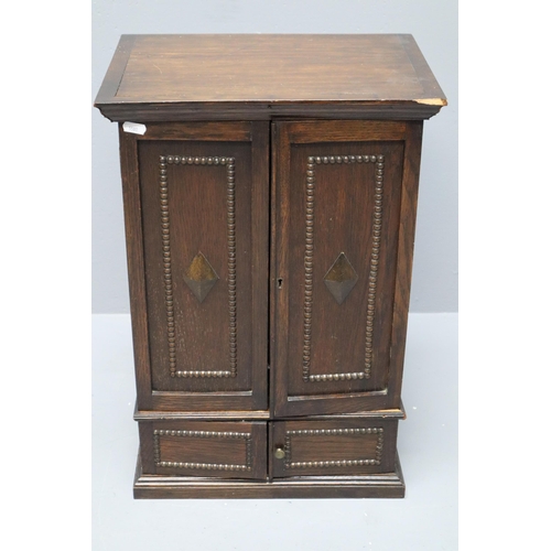 700 - Vintage Oak Geometric Four Door Cabinet (a/f) 23