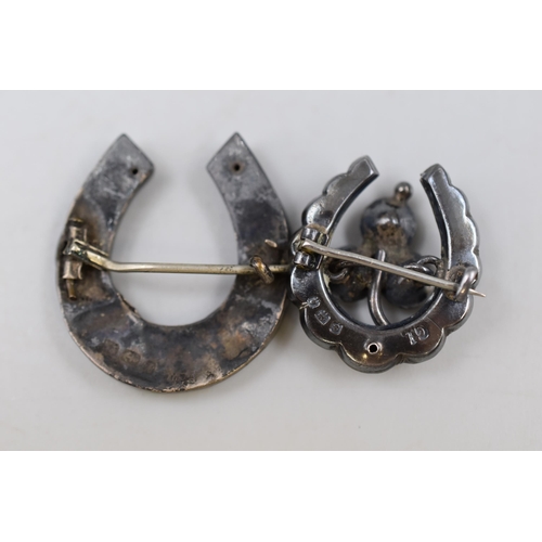 12 - Two Vintage Hallmarked Silver Horse Shoe Brooches