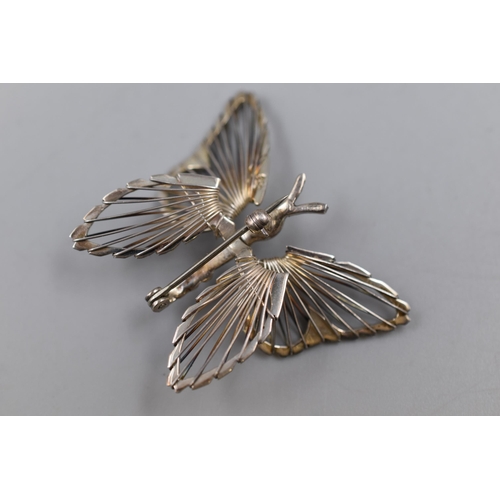 25 - A Hallmarked 925 Silver Butterfly Brooch, Makers TS