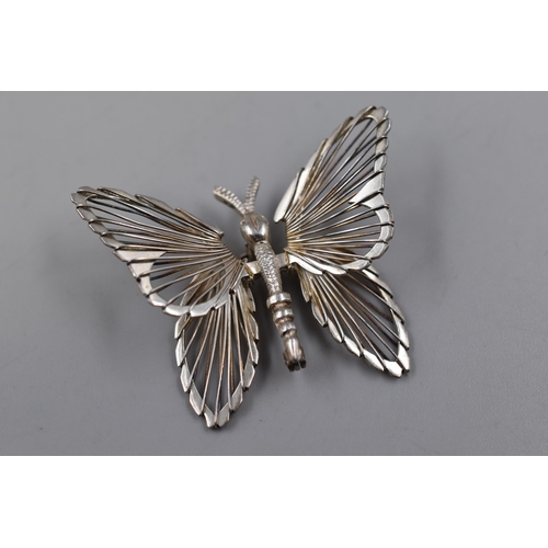 25 - A Hallmarked 925 Silver Butterfly Brooch, Makers TS