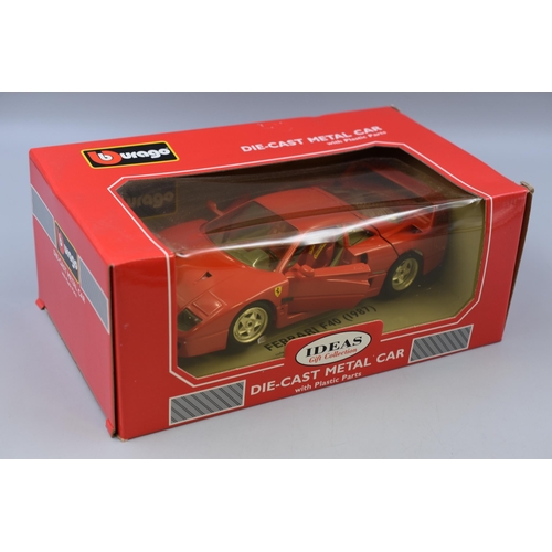 223 - Boxed Bburago Die-Cast Model Ferrari F40 ( 1987 )- Red- Code 3032