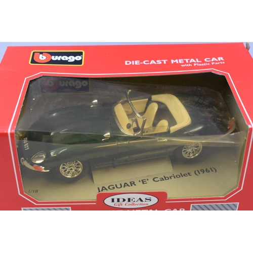 224 - Boxed Bburago Model Die-Cast Jaguar 'E' Cabriolet (1961) - Green - Code 3016