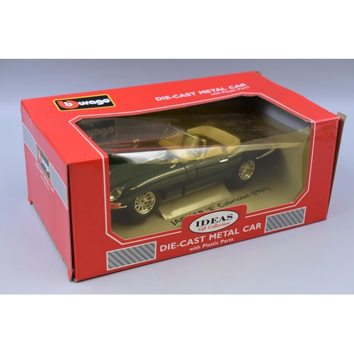 224 - Boxed Bburago Model Die-Cast Jaguar 'E' Cabriolet (1961) - Green - Code 3016