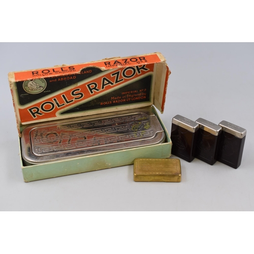 227 - A Boxed Rolls Razor With Four Razor Blade Boxes (Includes Bakelite)