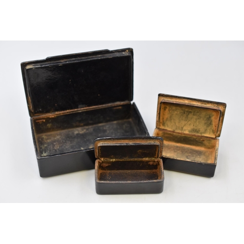 231 - Three Vintage Lacquer Snuff Boxes, Includes Mother of Pearl Inlaid, Turkish, And Other