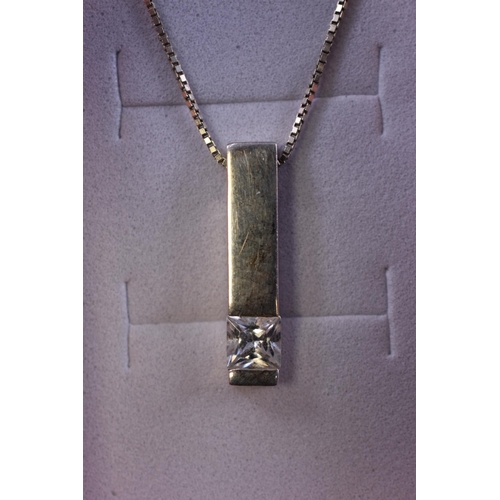 49 - Sterling Silver Cubic Stoned Bar Necklace (16