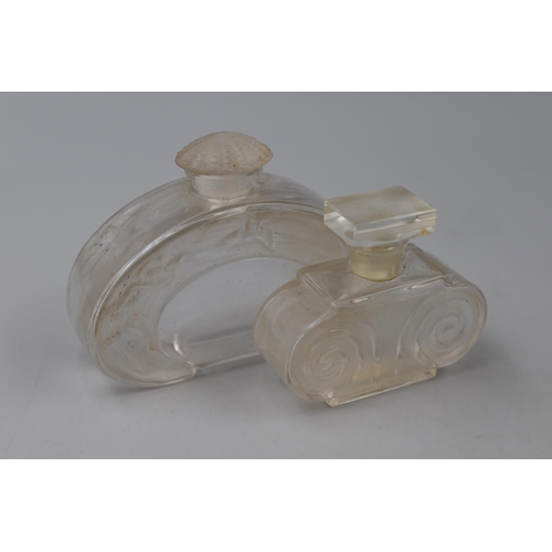 239 - Two French Parisian Frosted Glass Perfume Bottles To Include Lalique L'Ambre, And Lentheric