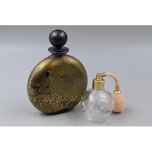 242 - An Azurene Isle of Wight Glass Perfume Bottle, With Cut Crystal Perfume Bottle