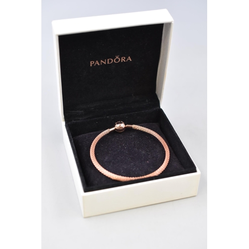 63 - Stunning Pandora Rose Gold Moments Bracelet (19cm) complete with Presentation Box