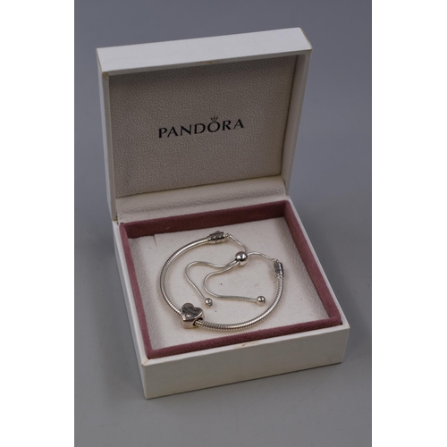 67 - Silver 925 Pandora Bracelet, With 'Best Friend' Charm. In Presentation Box