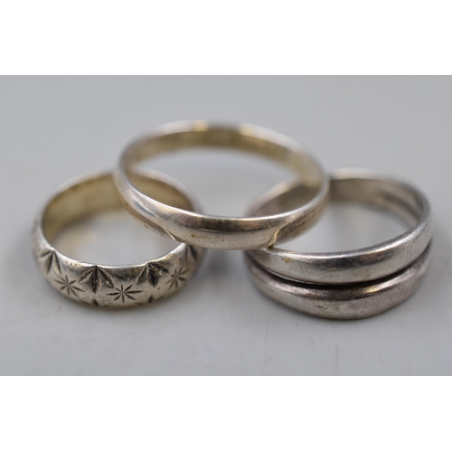 250 - Three Sterling Silver Rings (Sizes Q, M, and Z)