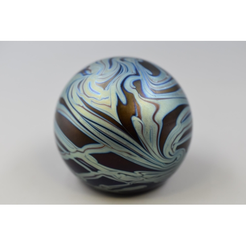 254 - Striking Iridescent Okra Paperweight