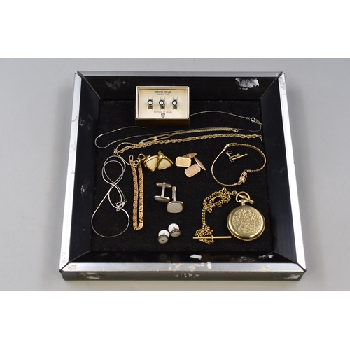 77 - Selection of Vintage Gold and Silver Tone Jewellery, With Sekonda Quartz Pocket Watch