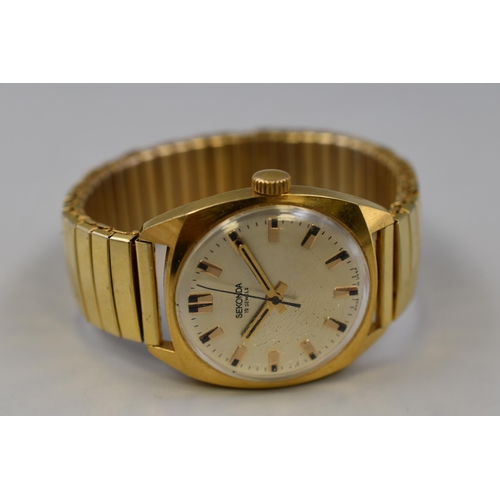 79 - A Sekonda 19 Jewels Mechanical Gold Tone Gents Watch, Working