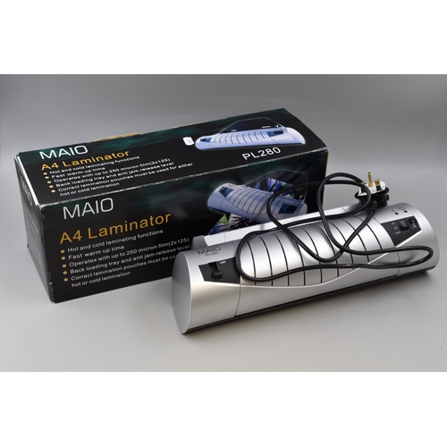 525 - A Boxed Maio PL280 A4 Laminator, Powers On When Tested