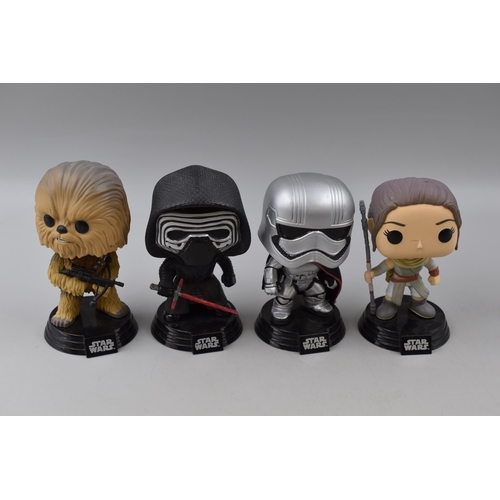 535 - A Selection of Seven Star Wars Funko Pops, With R2-D2 Figure. Includes Rey, Kylo Ren, Captain Phasma... 