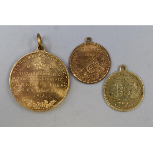 275 - Three Commemorative Medallions including George V and Queen Mary