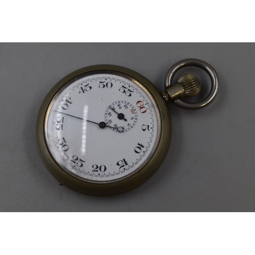 83 - A Vintage Silver Plated Swiss Mechanical Stopwatch, Working