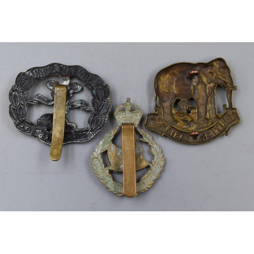 277 - Three Military Badges including Queens own Worcestershire Hussars, British Asian Imperial Yeomanry a... 