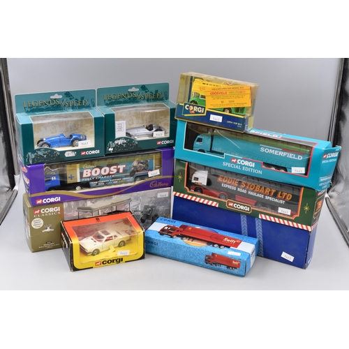 538 - Selection of Ten Boxed Corgi Models to Include, British Army Bedford MK High Canvas Back & 25 lb... 