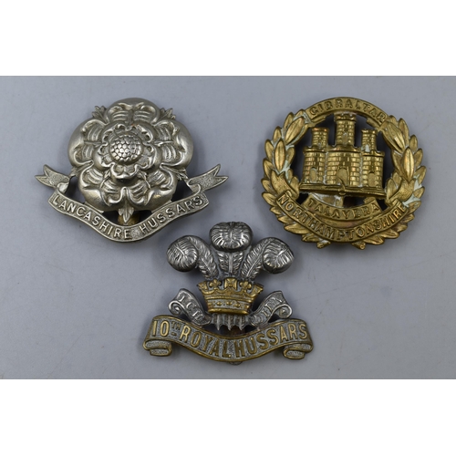 279 - Three Military Badges Including 10th Royal Hussars, Lancashire Hussars and Northamptonshire Regiment