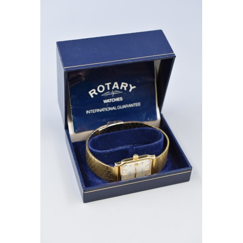 89 -  Gent's Rotary Gold Tone Day/Time Watch, In Presentation Box. Working