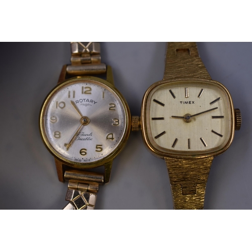 90 - Two Ladies Mechanical Watches (Timex and Rotary), Both Working