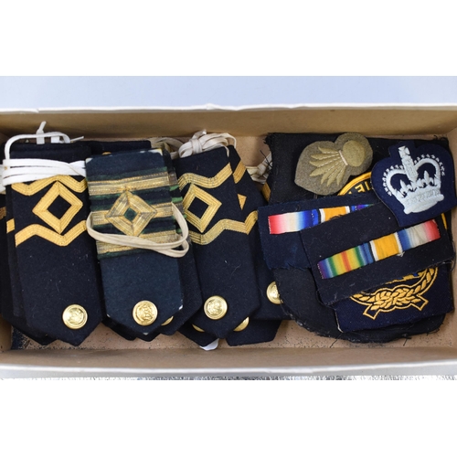 281 - Seven Pairs of Naval Epaulettes, With Other Naval Military Patches