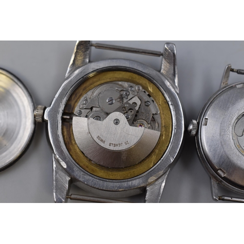 93 - Two 25 Jewels Automatic Watch Heads, Includes Tressa Praesidium, And Titoni Airmaster. Both Working