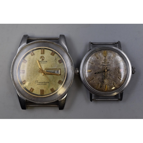 93 - Two 25 Jewels Automatic Watch Heads, Includes Tressa Praesidium, And Titoni Airmaster. Both Working