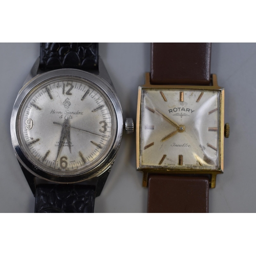 95 - Two Mechanical Watches To Include A Henri Sandoz 17 Jewels Mechanical Gent's Watch (Working), And a ... 