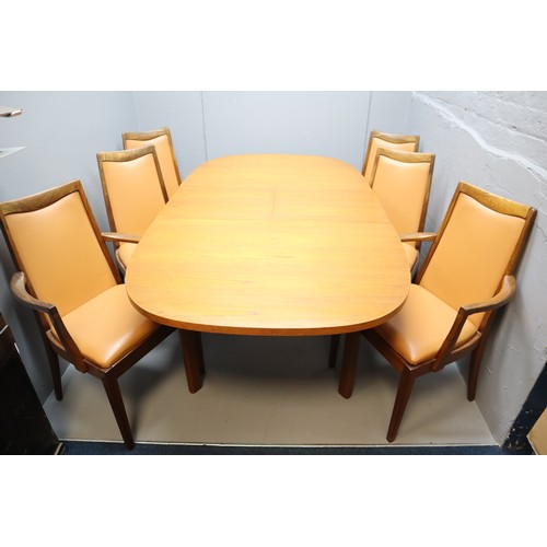 545 - G Plan Fresco Mid Century Teak Extending Dining Table with 6 Chairs including two Carvers (60