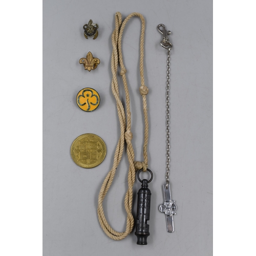 283 - A Selection of Boy Scouts/Girl Guides Items To Include ACME Whistle, Two Boy Scout Badges, Medallion... 