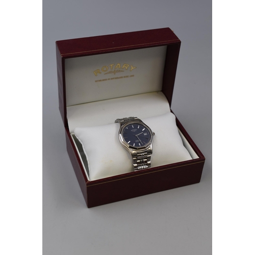 101 -  Rotary Quartz Gent's Day/Time Sapphire Watch, In Presentation Box. Working