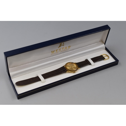 102 - Westar Quartz Gents Watch, With Leather Strap and Presentation Box