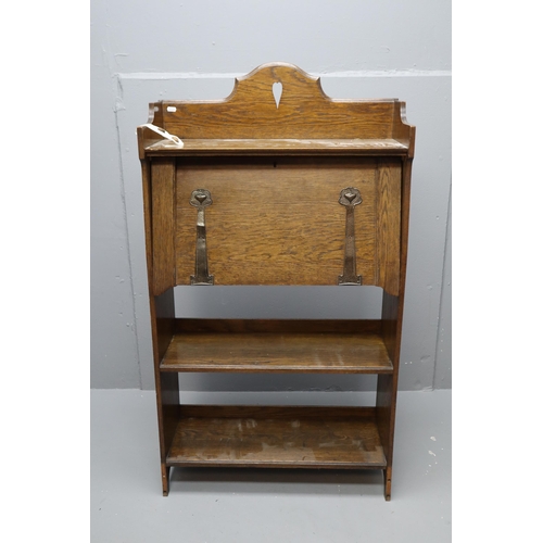 548 - Edwardian Harris Lebus Arts and Crafts Oak Bureau with Two Shelf Under storage 50