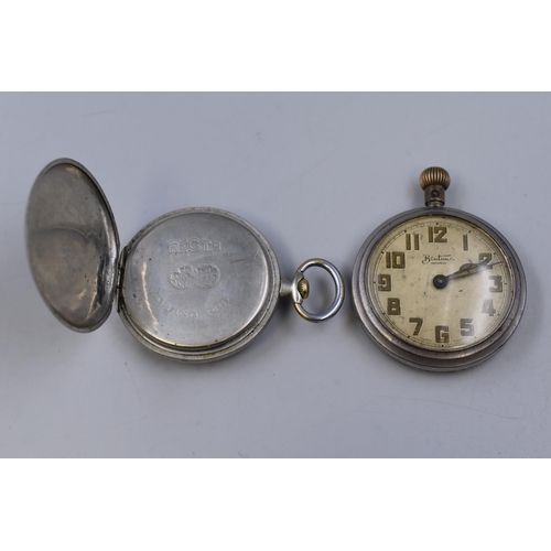 105 - Two Mechanical Pocket Watches To Include Bentima (Working), And Recta Grand Prix (Spares or Repairs)