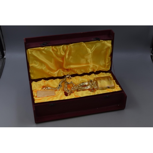 289 - A Chinese Lucky Oriental Dragon Trophy With Crystal Base, In Presentation Box. Approx 13