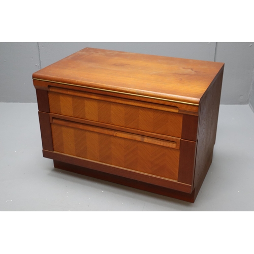 579 - G-Plan 80s Chevron Herringbone Teak Compact 2 Drawers Sideboard Unit Approx 30